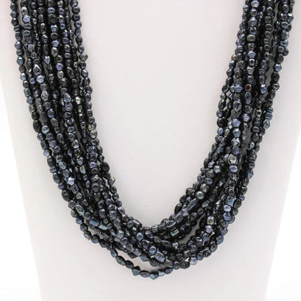 27 Inch Black Glass Beaded Necklaces