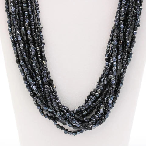 27 Inch Black Glass Beaded Necklaces