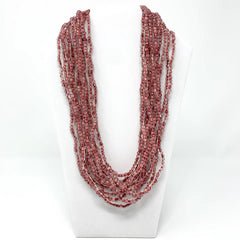 27" Clear and Red Glass Bead Necklaces