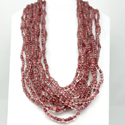27 Inch Clear and Red Glass Beaded Necklaces