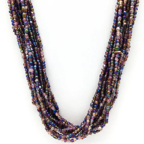 27 Inch Iridescent Purple Glass Bead Necklaces