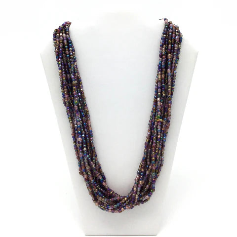 27 Inch Iridescent Purple Glass Beaded Necklaces