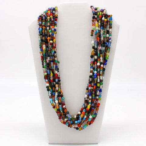 27 Multi Color Glass Bead Necklaces - 12 Per Pack