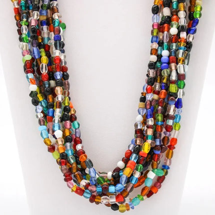 27 Inch Multi Color Glass Beaded Necklace