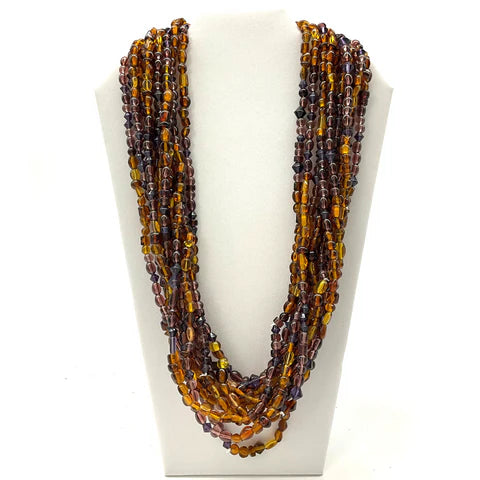 27 Inches Amber & Purple Glass Bead Necklaces
