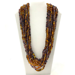 27" Amber & Purple Glass Bead Necklaces