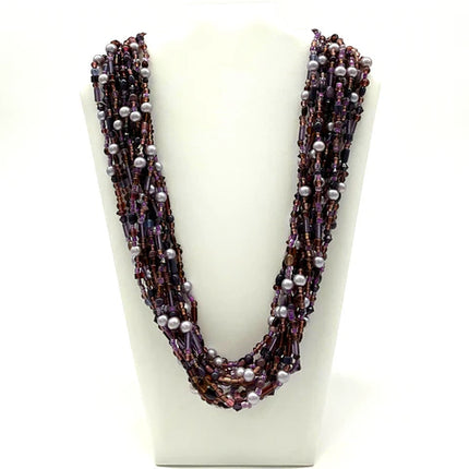 27 Inches Assorted Purple Glass Bead Necklaces