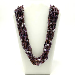 27" Assorted Purple Glass Bead Necklaces