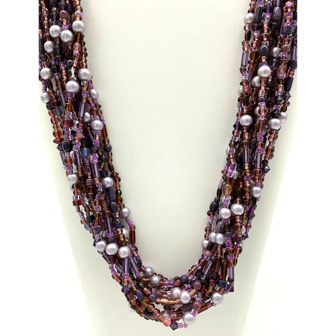 27 Inches Assorted Purple Glass Bead Necklaces