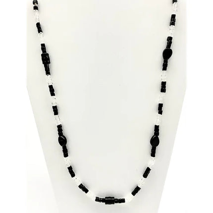 27 Inches Black & Clear Glass Bead Necklaces