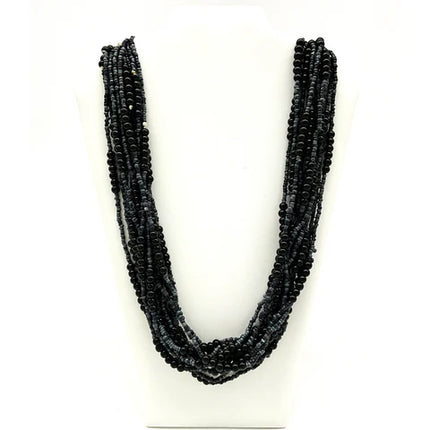 27 Inches Black & Grey Glass Bead Necklace