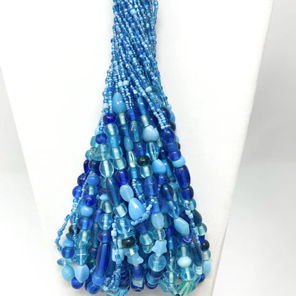 27 Inches Blue Glass Bead Necklaces - Pack of 12