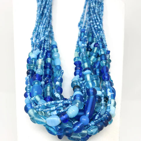 27 Inches Blue Glass Beaded Necklaces