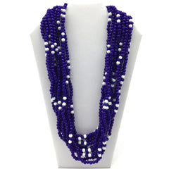 27" Blue & White Pattern Glass Bead Necklaces - Pack of 12