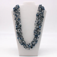27" Clear & Gray Glass Bead Necklaces - Pack of 12