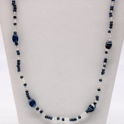 27 Inches Clear & Gray Glass Beads Necklaces - Pack of 12