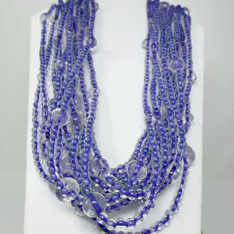 27 Inches Clear & Purple Glass Bead Necklaces