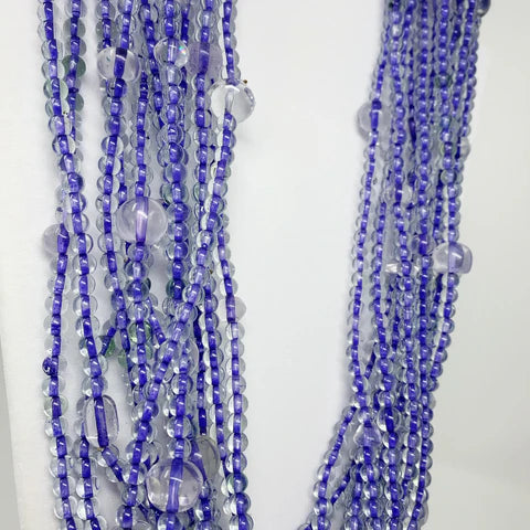 27 Inches Clear & Purple Glass Beaded Necklaces