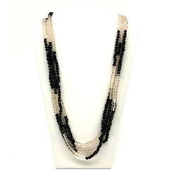 27" Clear & Black Glass Bead Necklaces - Pack of 12