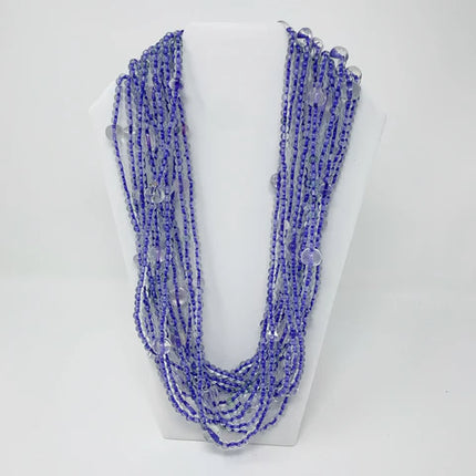 27 Inches Clear and Purple Glass Bead Necklaces
