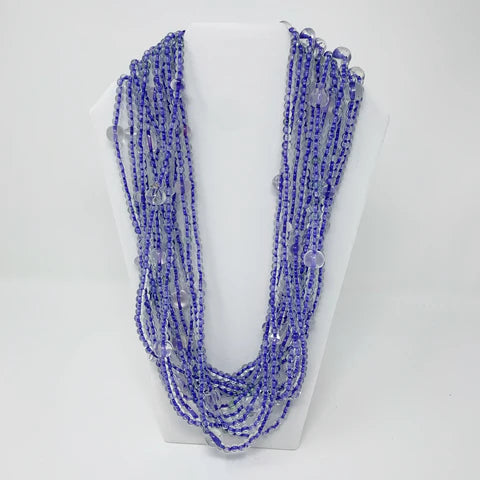 27 Inches Clear and Purple Glass Bead Necklaces