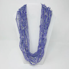 27" Clear & Purple Glass Bead Necklaces