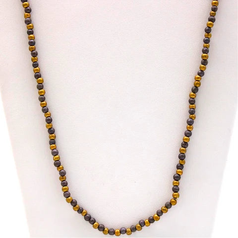 27 Inches Dark Purple Gold Glass Beads Necklaces - Pack of 12