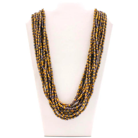 27 Dark Purple & Gold Glass Beads Necklaces