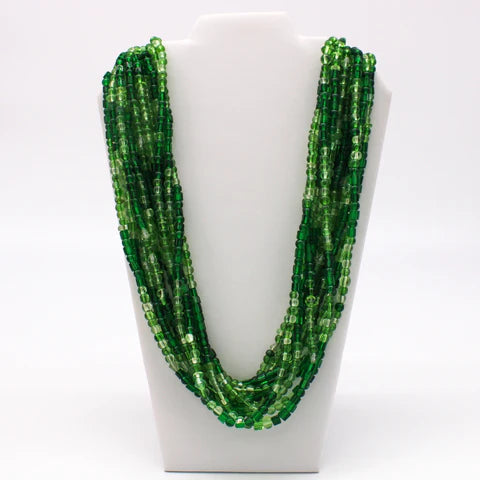 27 Inches Green Glass Bead Necklaces