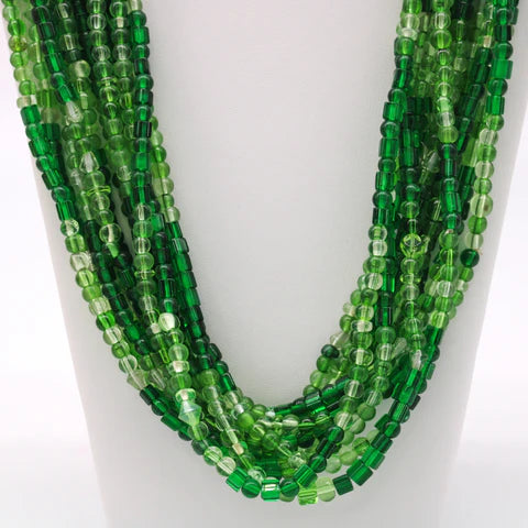 27 Inches Green Glass Beaded Necklaces