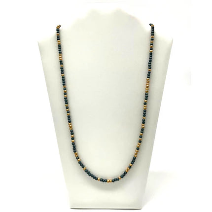 27 Inches Green Gold Glass Bead Necklaces
