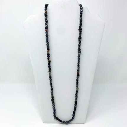 27 Inches Large Opalescent Metallic Glass Bead Necklaces - Pack of 12