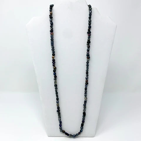 27 Inches Large Opalescent Metallic Glass Bead Necklaces - Pack of 12