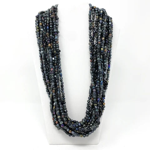 27 Large Opalescent Metallic Glass Bead Necklaces