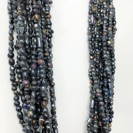 27 Inches Large Opalescent Metallic Glass Beads Necklaces