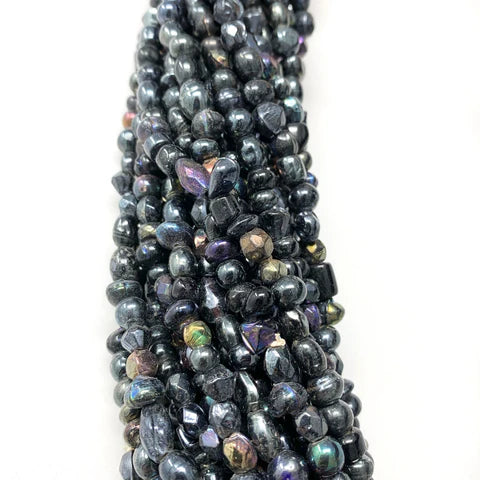 27 Inches Large Opalescent Metallic Glass Beads Necklaces - Pack of 12
