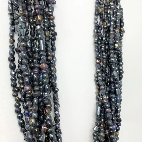 27 Inches Large Opalescent Metallic Glass Beads Necklaces