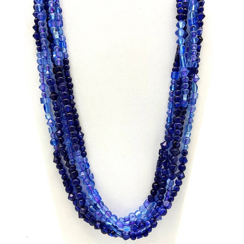 27 Inches Light & Dark Blue Glass Beads Necklaces