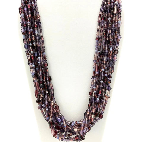 27 Inches Light and Dark Purple Glass Beaded Necklaces