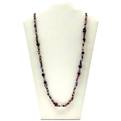 27 Inches Light and Dark Purple Glass Beads Necklaces