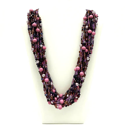 27 Inches Mixed Purple & Lavender Glass Bead Necklaces