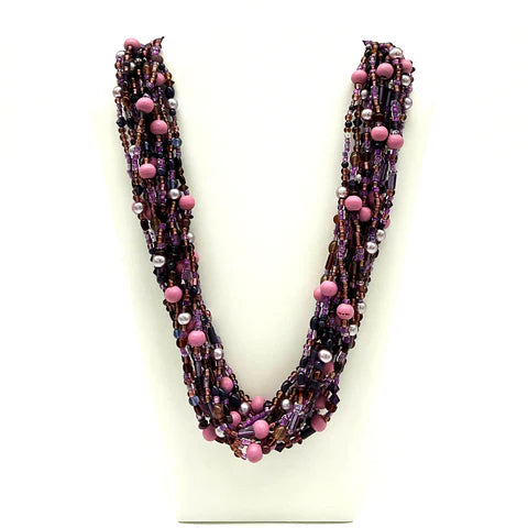 Mixed Purple & Lavender Glass Bead 27 Necklaces