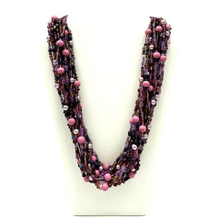 Mixed Purple & Lavender Glass Bead 27" Necklaces