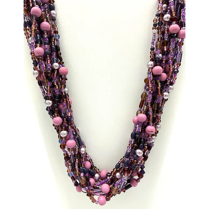27 Inches Mixed Purple & Lavender Glass Beaded Necklaces