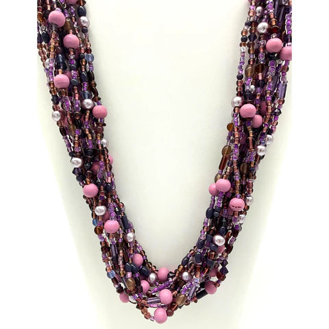 27 Inches Mixed Purple & Lavender Glass Beaded Necklaces