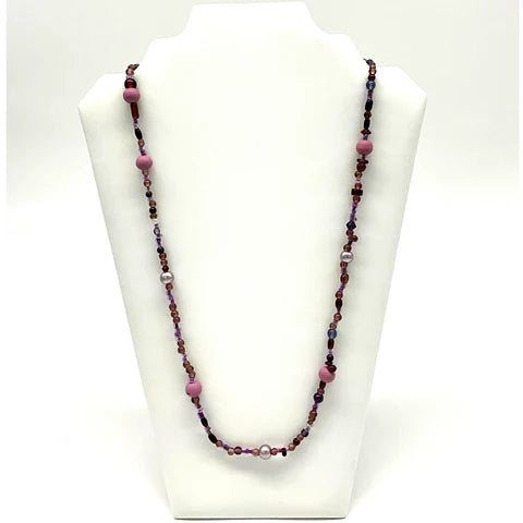 27 Inches Mixed Purple & Lavender Glass Beads Necklaces