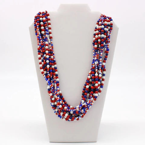 27 Inches Multi Color Glass Bead Necklaces - Pack of 12