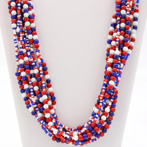 27 Inches Multi Color Glass Beaded Necklaces - Pack of 12