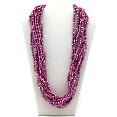 27 Inches Multi Pearl Pink Glass Bead Necklaces