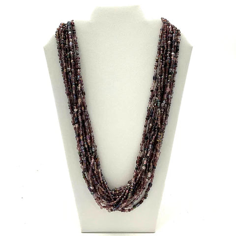 27 Inches Multicolor Glass Bead Necklaces - Pack of 12